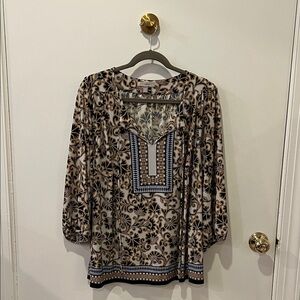 Roz & Ali Black and Cream Floral Blouse